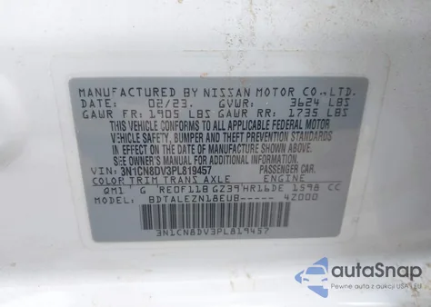 2023 Nissan Versa S from USA, damaged, VIN 3N1CN8DV3PL819457